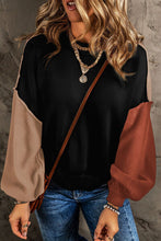 Load image into Gallery viewer, Contrast Round Neck Dropped Shoulder Sweater
