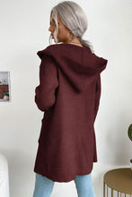 Load image into Gallery viewer, Ribbed Open Front Hooded Cardigan with Pockets