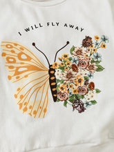 Load image into Gallery viewer, I Will FLY AWAY Butterfly Graphic Tee and Floral Print Flare Pants Kit