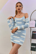 Load image into Gallery viewer, Cloud Print Spaghetti Strap Knit Dress