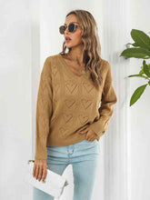 Load image into Gallery viewer, Openwork V-Neck Sweater