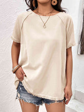 Load image into Gallery viewer, Round Neck Raglan Sleeve Fringe Detail Top