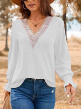 Load image into Gallery viewer, Eyelet V-Neck Flounce Sleeve Top