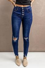 Load image into Gallery viewer, Distressed Button Fly Skinny Jeans