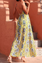 Load image into Gallery viewer, Printed Backless Plunge Split Maxi Dress
