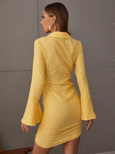 Load image into Gallery viewer, Ruched Cutout Flared Sleeve Mini Dress