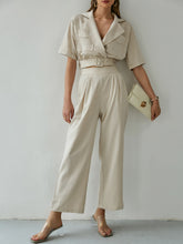 Load image into Gallery viewer, Belted Detail Cropped Blazer and Pants Set