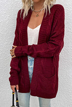 Load image into Gallery viewer, Cable-Knit Open Front Cardigan with Pockets