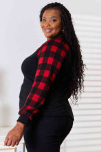 Load image into Gallery viewer, Heimish Full Size Sequin Reindeer Graphic Plaid Top