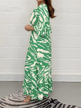 Load image into Gallery viewer, Smocked Printed Flounce Sleeve Maxi Dress