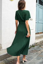Load image into Gallery viewer, Flutter Sleeve Belted Surplice Midi Dress