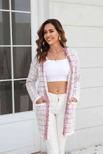 Load image into Gallery viewer, Plaid Fringe Trim Open Front Longline Cardigan