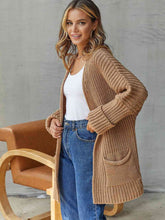 Load image into Gallery viewer, Open Front Long Sleeve Cardigan with Pockets