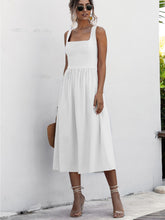 Load image into Gallery viewer, Square Neck Sleeveless Smocked Midi Dress