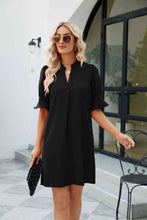 Load image into Gallery viewer, Notched Neck Flounce Sleeve Mini Dress