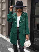 Load image into Gallery viewer, Pearl Detail Cable-Knit Button Up Cardigan
