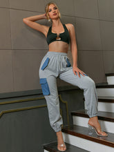 Load image into Gallery viewer, Drawstring Ankle-Length Joggers with Contrast Pockets