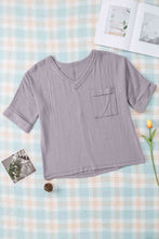 Load image into Gallery viewer, Textured V-Neck Half Sleeve Blouse