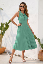 Load image into Gallery viewer, Swiss Dot Tie Neck Sleeveless Dress