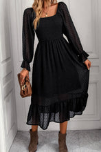 Load image into Gallery viewer, Swiss Dot Smocked Ruffle Hem Flounce Sleeve Dress