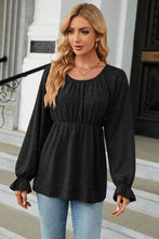 Load image into Gallery viewer, Round Neck Flounce Sleeve Blouse