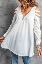 Load image into Gallery viewer, Cutout Waffle Knit Tunic Top