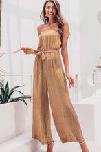 Load image into Gallery viewer, Striped Strapless Belted Wide Leg Jumpsuit