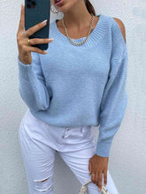 Load image into Gallery viewer, Round Neck Cold Shoulder Sweater