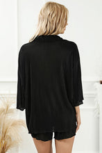 Load image into Gallery viewer, Pleated Button Up Shirt and Shorts Lounge Set
