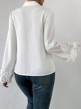 Load image into Gallery viewer, Lettuce Hem V-Neck Long Sleeve Blouse