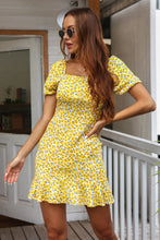 Load image into Gallery viewer, Floral Ruffle Hem Smocked Back Mini Dress