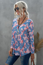 Load image into Gallery viewer, Leopard and Tie-Dye Print Ruffle Hem Top