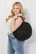 Load image into Gallery viewer, Justin Taylor Beach Date Straw Rattan Handbag in Black