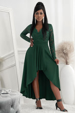 Load image into Gallery viewer, Lace High-Low V-Neck Dress