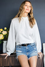 Load image into Gallery viewer, Frill Trim Balloon Sleeve Textured Blouse