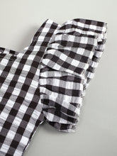 Load image into Gallery viewer, Girls Gingham Flutter Sleeve Top and Floral Denim Shorts Set