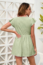 Load image into Gallery viewer, Decorative Button V-Neck Cap Sleeve Blouse