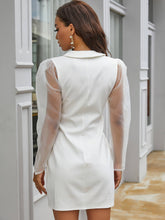 Load image into Gallery viewer, Spliced Mesh Johnny Collar Mini Dress