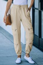Load image into Gallery viewer, Drawstring Zipper Detail Joggers with Pockets