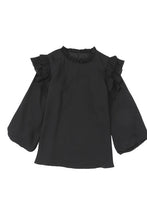 Load image into Gallery viewer, Ruffled Round Neck Long Sleeve Blouse