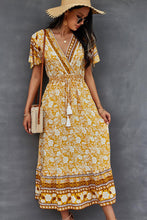 Load image into Gallery viewer, Bohemian Flutter Sleeve Wrap Top Dress
