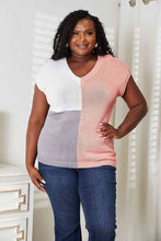 Load image into Gallery viewer, Double Take Color Block V-Neck Knit Top