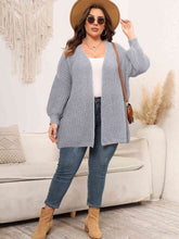 Load image into Gallery viewer, Plus Size Open Front Dropped Shoulder Knit Cardigan