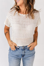 Load image into Gallery viewer, Scalloped Trim Openwork Knit Cropped Top