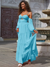 Load image into Gallery viewer, Spaghetti Strap Tiered Zip-Back Dress