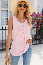 Load image into Gallery viewer, Eyelet Buttoned Round Neck Tank