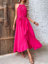 Load image into Gallery viewer, Grecian Neck Tie Belt Dress