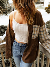 Load image into Gallery viewer, Plaid Corduroy Shirt Jacket with Pockets