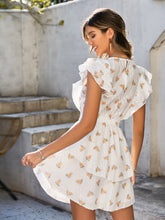 Load image into Gallery viewer, Embroidered Floral Layered Ruffle Sleeve Mini Dress