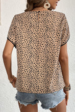 Load image into Gallery viewer, Printed Pom Pom Detail Petal Sleeve Round Neck Blouse